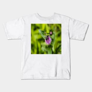 A Bee on a Purple Flower Kids T-Shirt